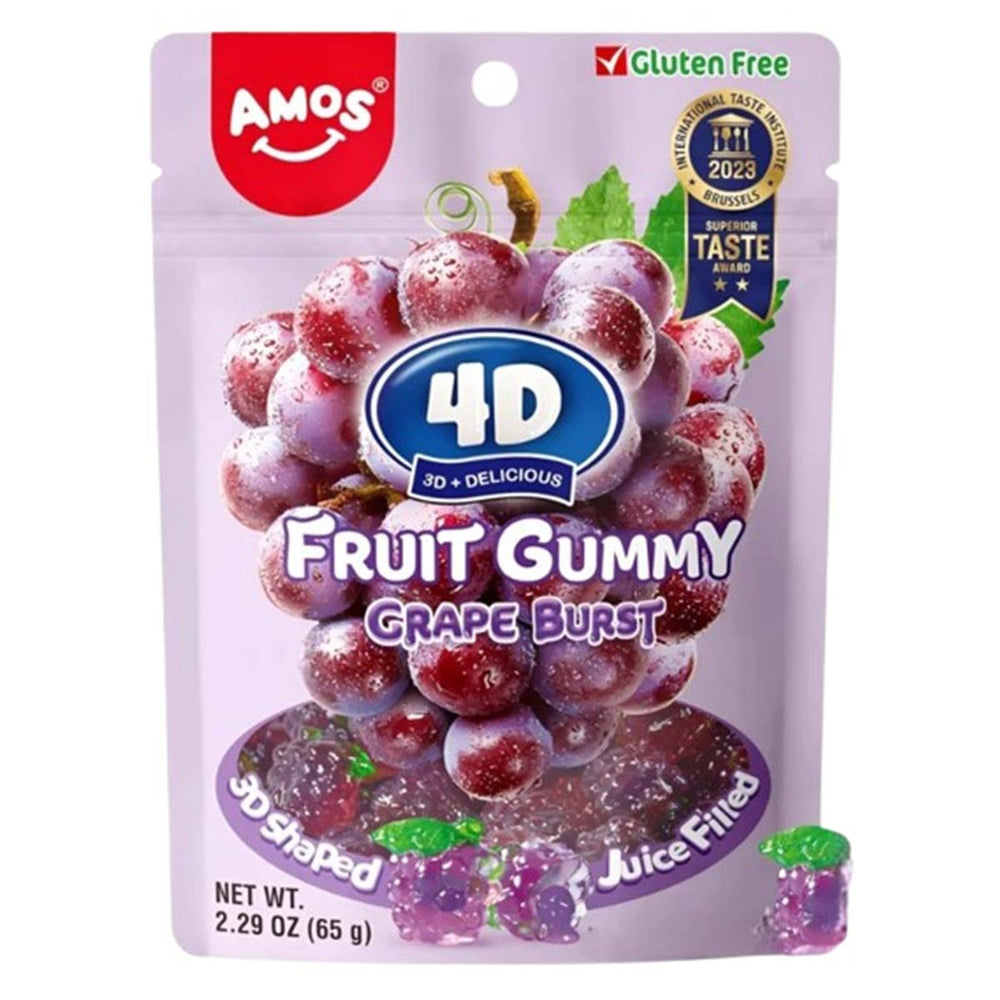 Amos 4D Juicy Grape Burst Fruit Gummy 65 g