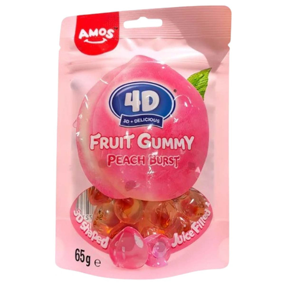 Amos 4D Juicy Peach Burst Fruit Gummy 65 g