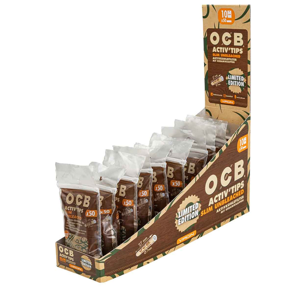 OCB Activ Tips Slim Unbleached 7 mm Limited Edition 50er