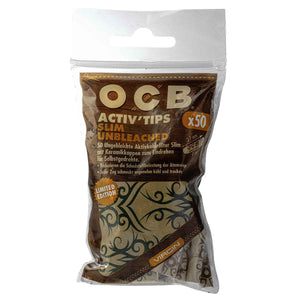 OCB Activ Tips Slim Unbleached 7 mm Limited Edition 50er