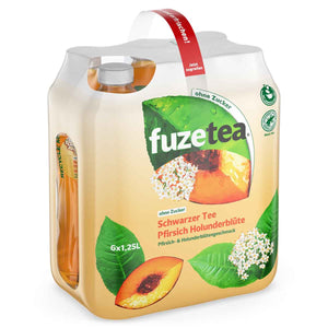 Fuze Tea Schwarzer Tee Pfirsich Holunderblüte ohne Zucker 1,25 l